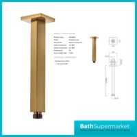 Observa Brushed Brass Square Ceiling Arm 220mm - Image 3