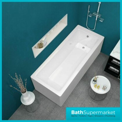 Modern Gloss White Square Single Ended Acrylic Bath Tub 1700mm x 750mm