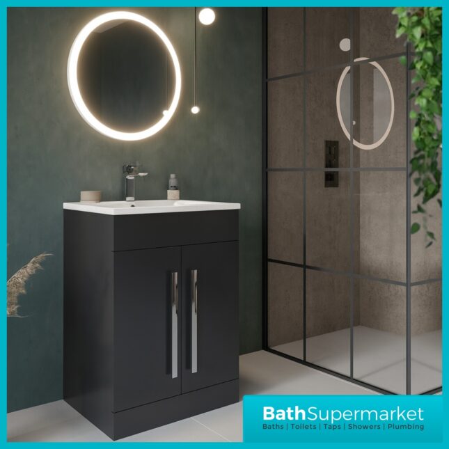 Sognare Mili Matt Grey 2 Door Vanity Unit with Basin 600mm