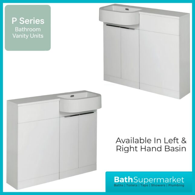 Modern P Series White Gloss Combination P Shape LH /RH Furniture Pack - 1000mm