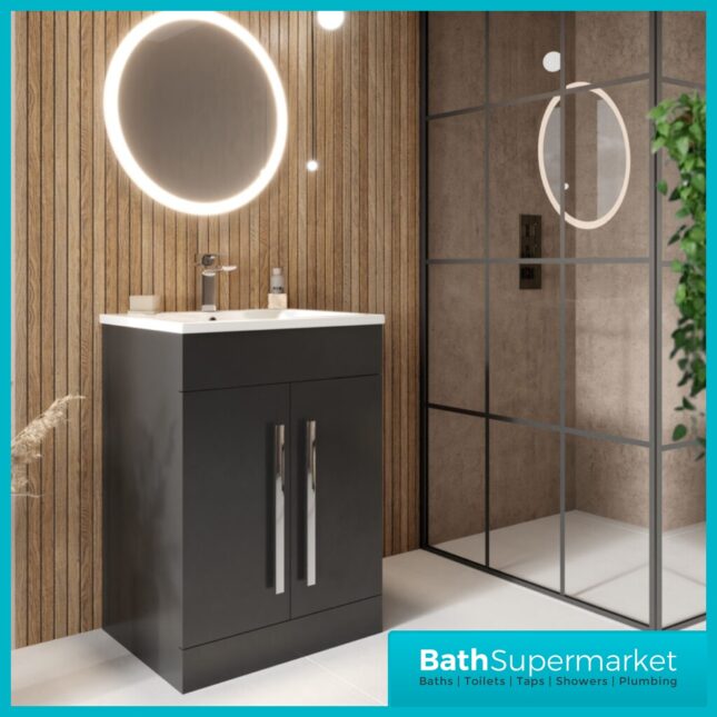Sognare Mili Matt Grey 2 Door Vanity Unit with Basin 600mm