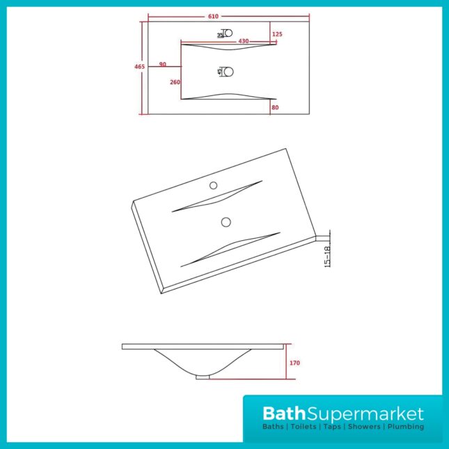 Sognare Mili Matt Grey 2 Door Vanity Unit with Basin 600mm