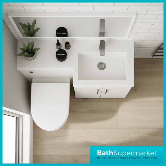 Modern L Series White Gloss Combination L Shape LH /RH Furniture Pack 1070mm
