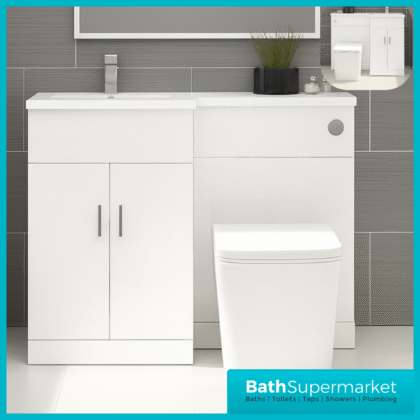 Modern L Series White Gloss Combination L Shape LH /RH Furniture Pack 1070mm