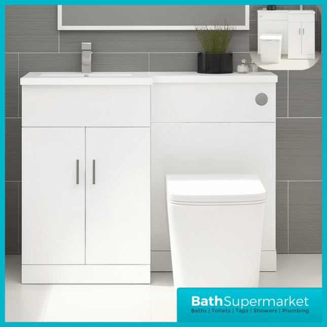 Modern L Series White Gloss Combination L Shape LH /RH Furniture Pack 1070mm