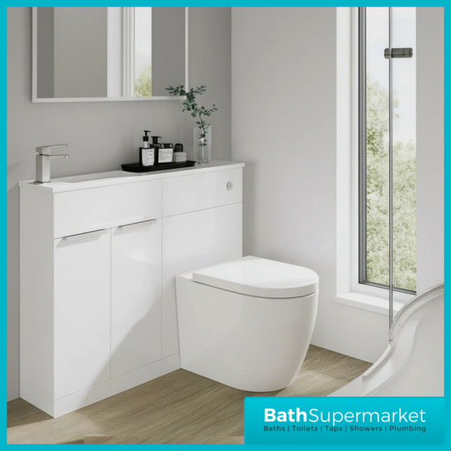 Elation Slimline Gloss White Combination Vanity Unit & Basin 1010mm