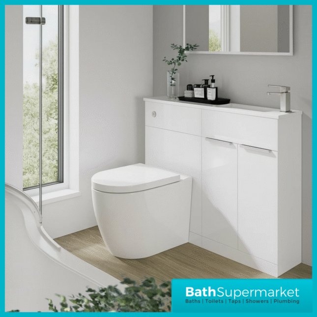 Elation Slimline Gloss White Combination Vanity Unit & Basin 1010mm