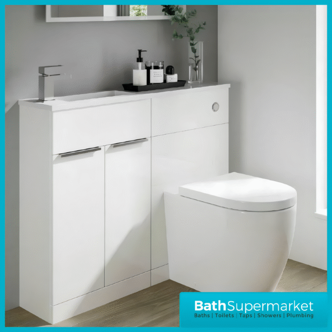 Elation Slimline Gloss White Combination Vanity Unit & Basin 1010mm
