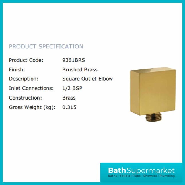 Niagara Square Shower Outlet - Brushed Brass - 9361BRS - Image 3