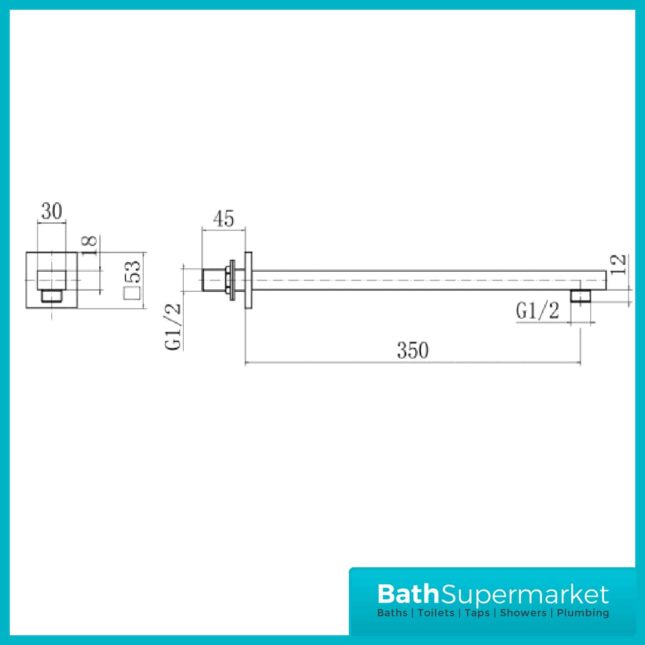Brushed Brass Square Wall Mounted Shower Arm 1