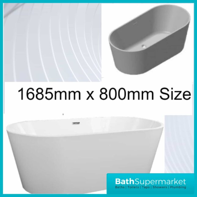 Coast Modern White Double Ended Free-Standing Bath 1685mmx800mm