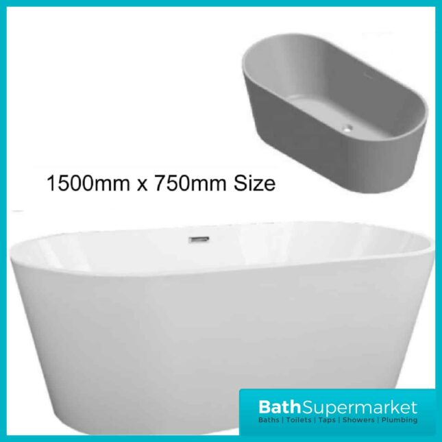 Coast Modern White Double Ended Free-Standing Bath Various Sizes 1500x1600mm