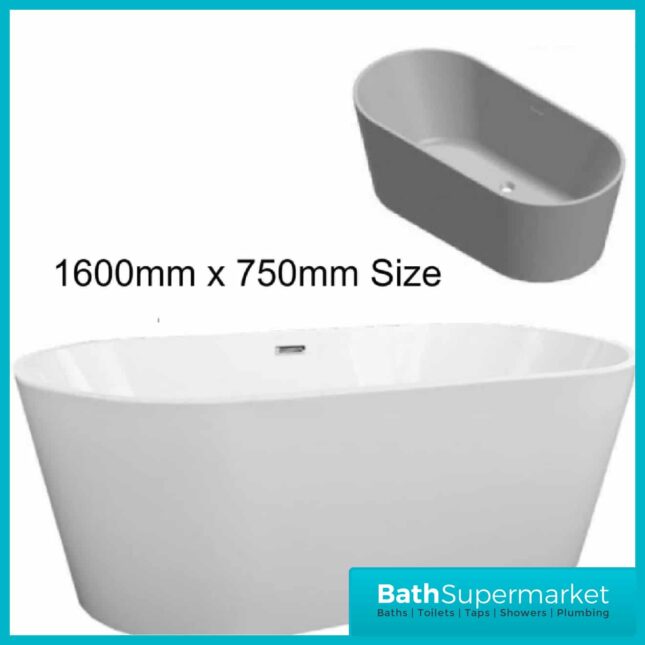 Coast Modern White Double Ended Free-Standing Bath Various Sizes 1500x1600mm