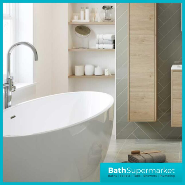 AquaVolere Alberta Modern Freestanding 1800mm x 800mm x 580mm Bath - Image 7