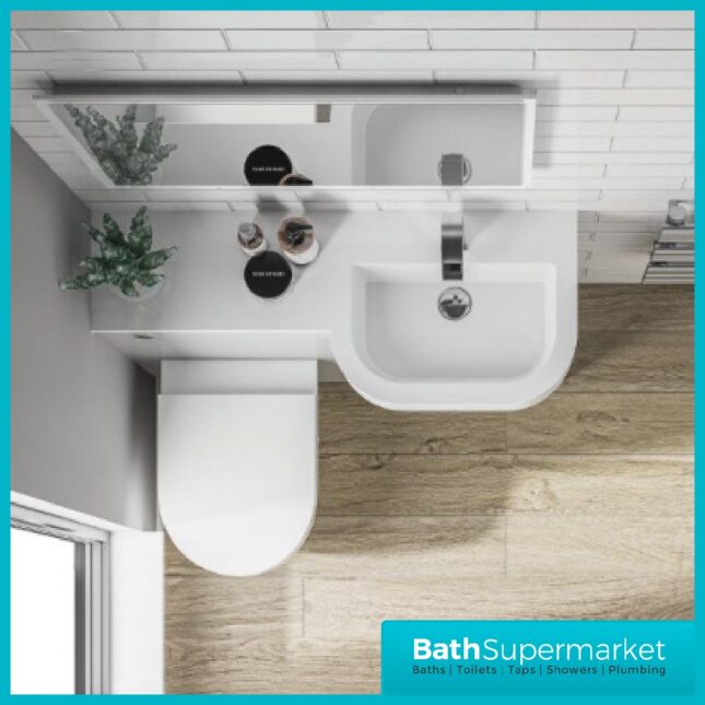 Elation Charcoal Grey Gloss P-Shape Slimline Combi Unit & Basin 1010mm-LH & RH