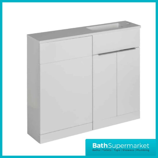 Elation Slimline Gloss White Combination Vanity Unit & Basin 1010mm - Image 2