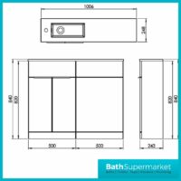 Elation Slimline Gloss White Combination Vanity Unit & Basin 1010mm - Image 4