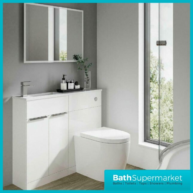 Elation Slimline Gloss White Combination Vanity Unit & Basin 1010mm - Image 5