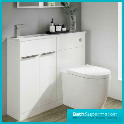 Elation Slimline Gloss White Combination Vanity Unit & Basin 1010mm