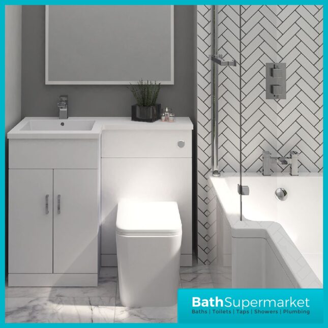 Elation White Gloss Combination L Shape Furniture Pack 1070mm x 850mm LH & RH - Image 3