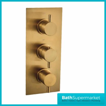 Equate Brushed Brass Round Tripple Concealed Shower Valve