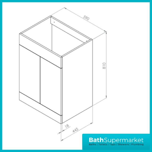 Floor Standing Gloss White 2-Door Vanity Unit & Thin Edge Basin 600mm