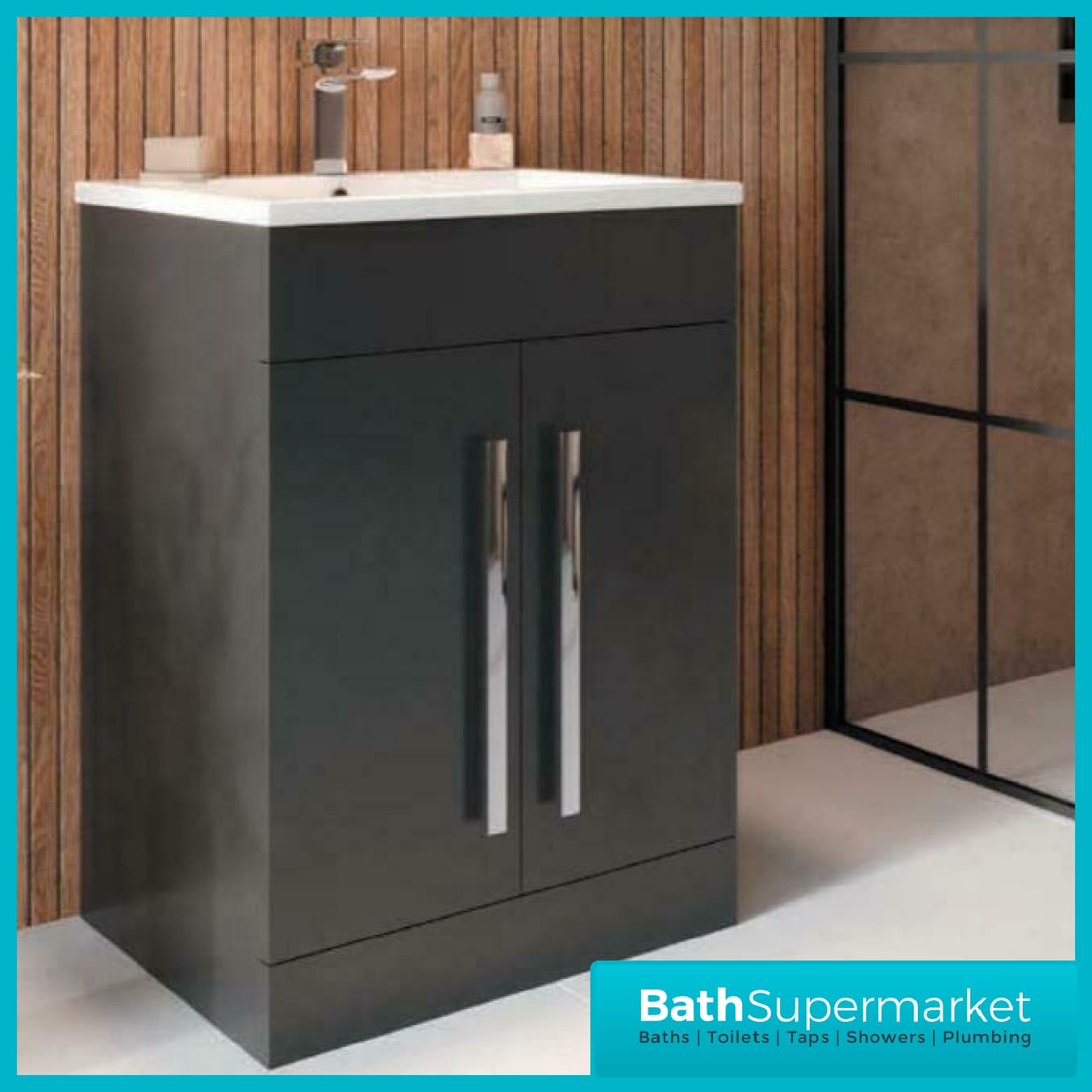 Sognare Mili Matt Grey 2 Door Floorstanding Vanity Basin Unit 600mm - Image 4