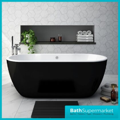 AquaVolere Jubilee Modern Black Freestanding 1655x745x580mm Bath