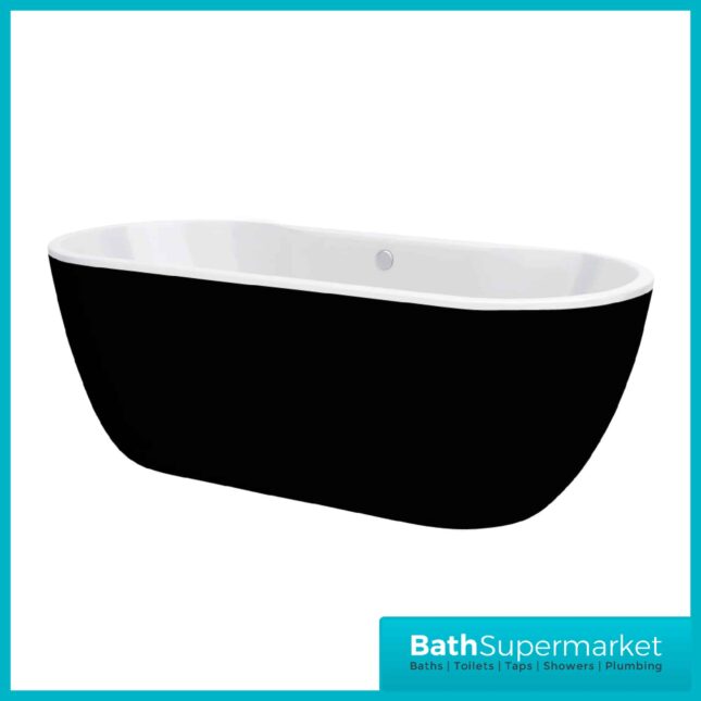 AquaVolere Jubilee Modern Black Freestanding 1655x745x580mm Bath - Image 9