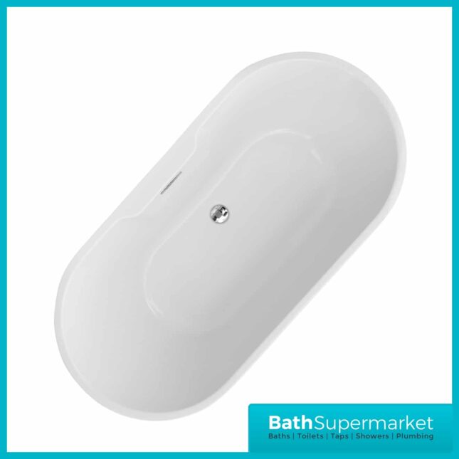 AquaVolere Jubilee Modern White Freestanding Bath 745x580mm - 2 Lengths Available - Image 5
