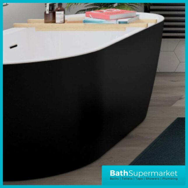 Harlesden Modern Black Freestanding 1655x745x580mm Bath