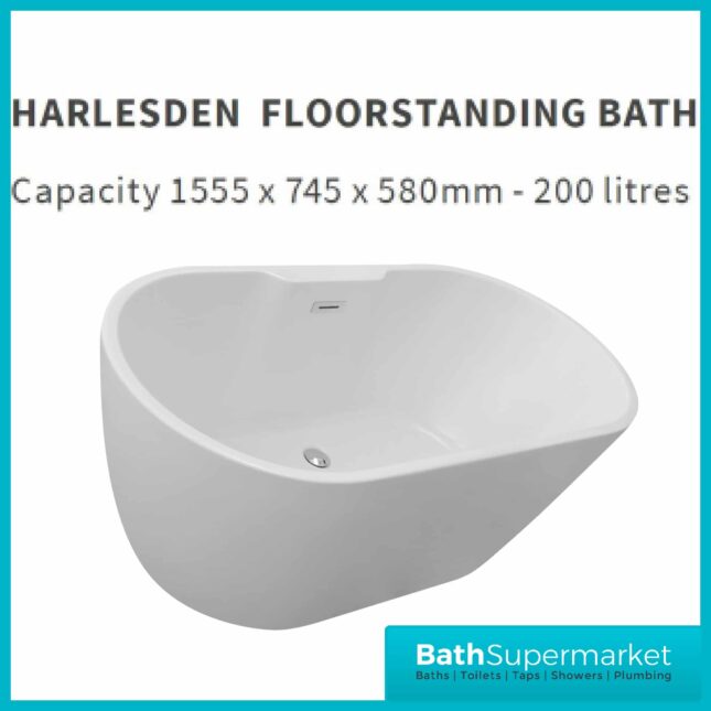 AquaVolere Jubilee Modern White Freestanding Bath 745x580mm - 2 Lengths Available - Image 8