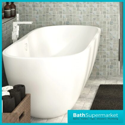 Harlesden Modern White Freestanding Bath 745x580mm - 2 Lengths Available
