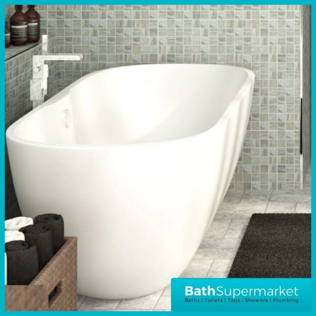 Harlesden Modern White Freestanding Bath 745x580mm - 2 Lengths Available