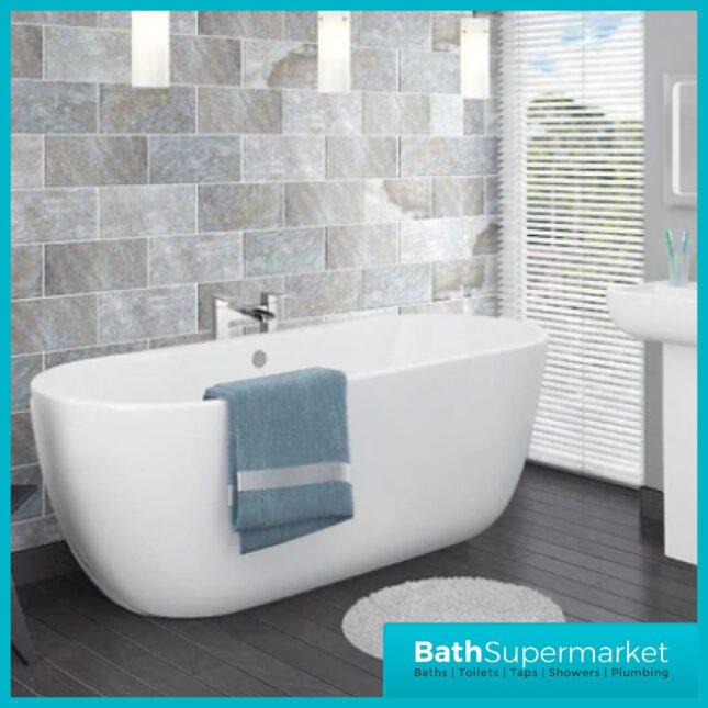 Harlesden Modern White Freestanding Bath 745x580mm - 2 Lengths Available