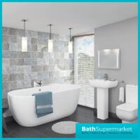 Harlesden Modern White Freestanding Bath 745x580mm - 2 Lengths Available