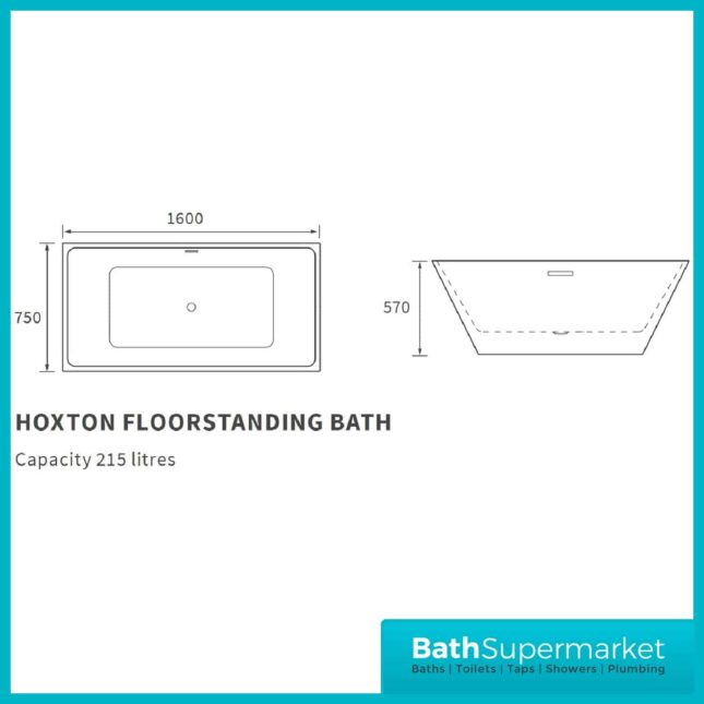 Hoxton Freestanding 1600x750x570mm Bath
