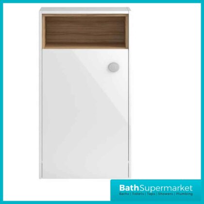 Iona Coast White Gloss Back To Wall Open Shelf WC Unit 600MM x 225MM