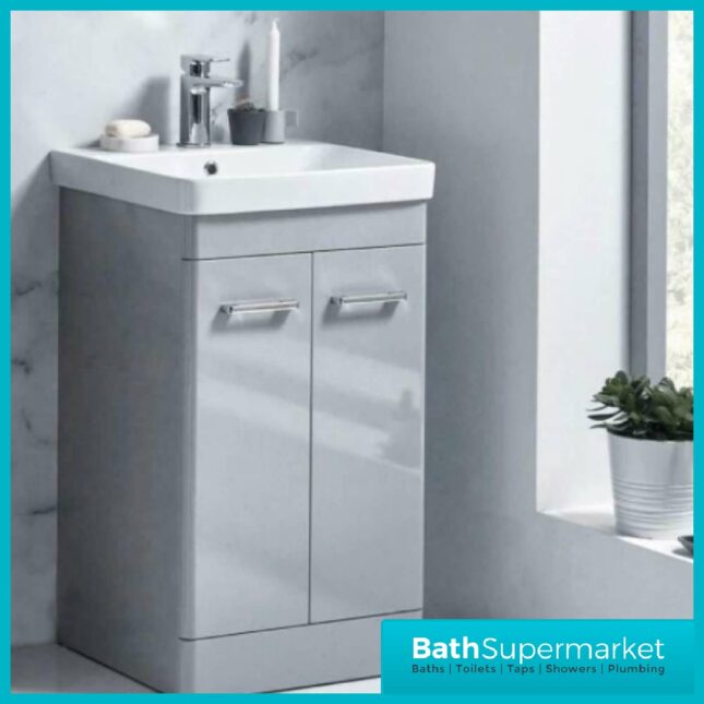 Mossini 600mm Floor Standing Bathroom Vanity Unit Pebble Grey