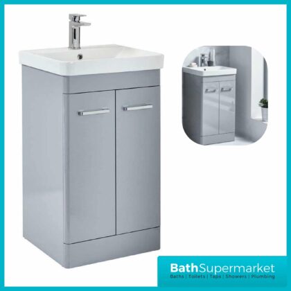 Mossini 500mm Floor Standing Bathroom Vanity Unit Pebble Grey