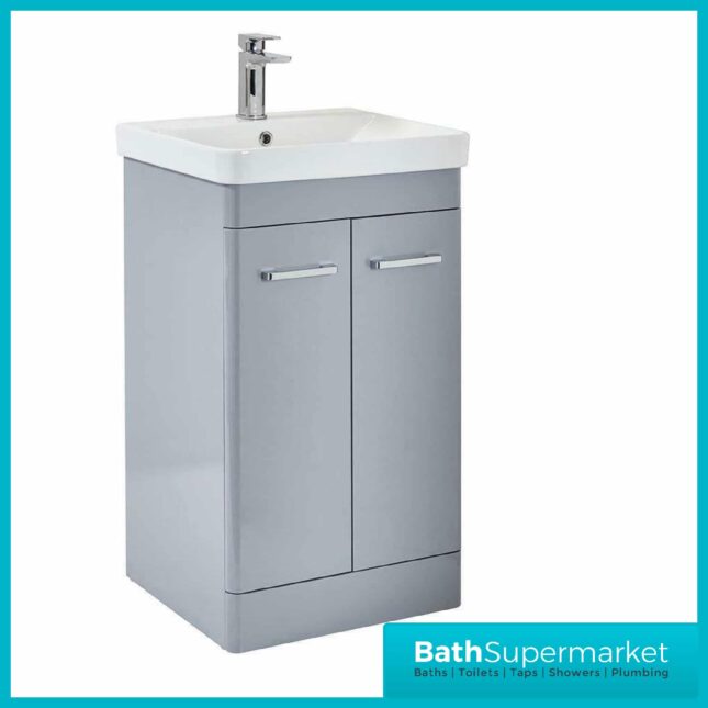 Mossini Floor Standing Bathroom Vanity Unit 500mm Pebble Grey - Image 7