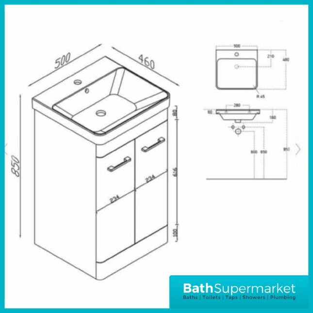 Mossini Floor Standing Combination Bathroom Furniture Pack-Pebble Grey
