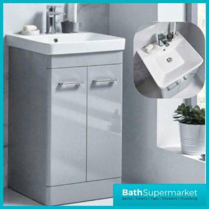 Mossini Floor Standing Bathroom Vanity Unit 600mm Pebble Grey