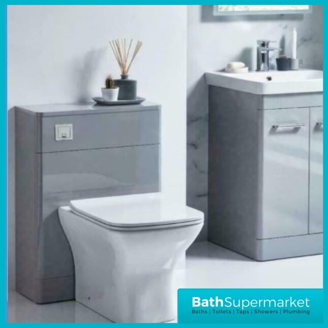 500mm Floor Standing Bathroom Vanity Unit & WC Unit 500mm x 220mm Deep Grey