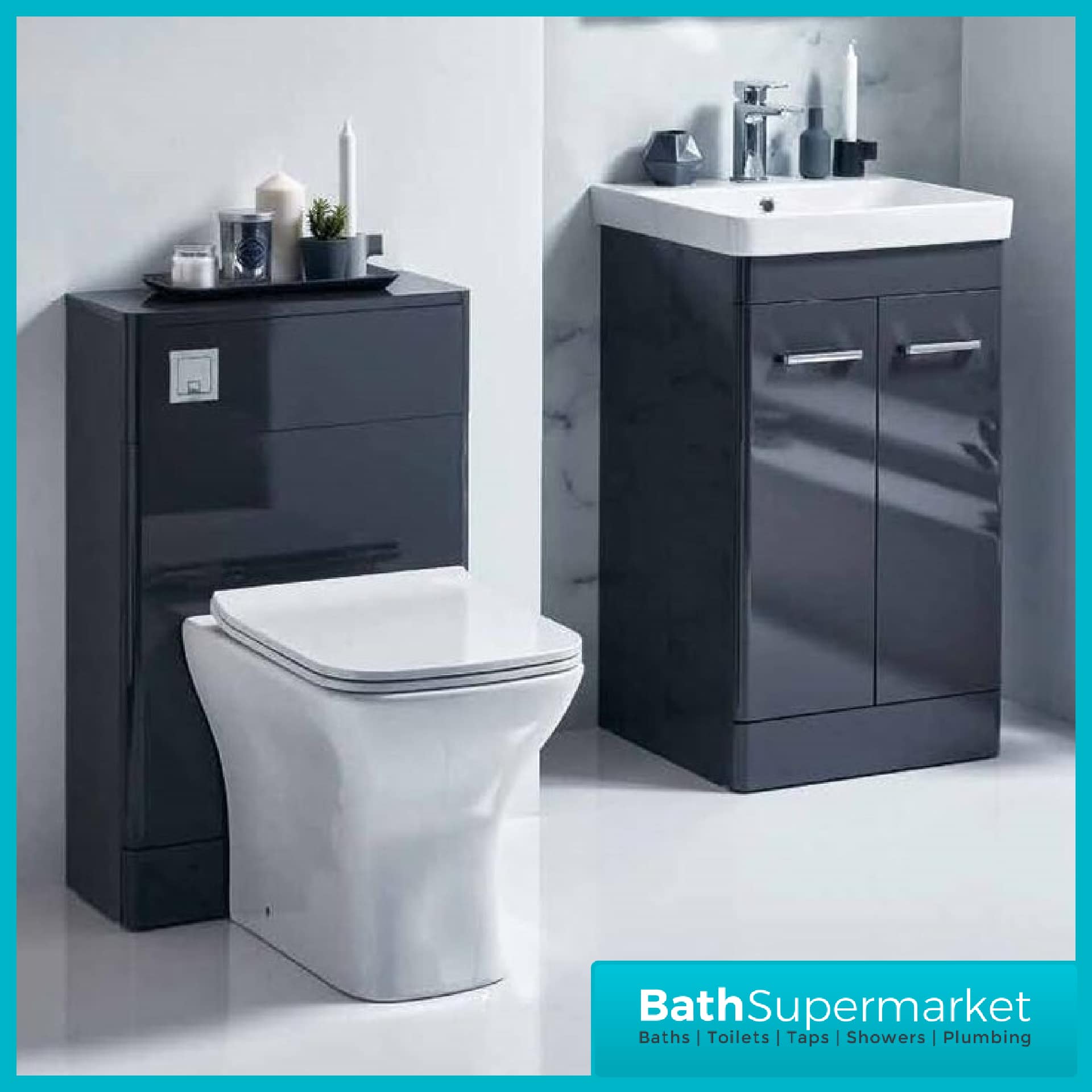 Mossini Floor Standing Combination Bathroom Furniture Pack-Wolf Grey