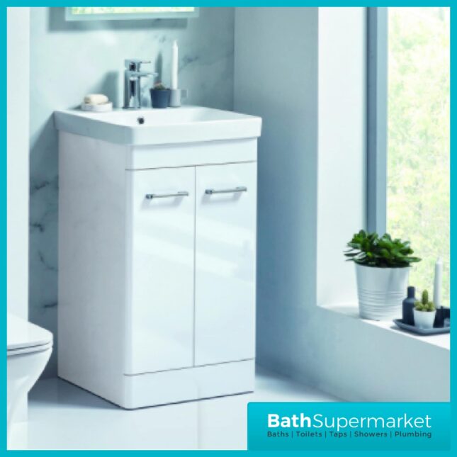 Mossini Floor Standing Bathroom Vanity Unit 500mm Gloss White