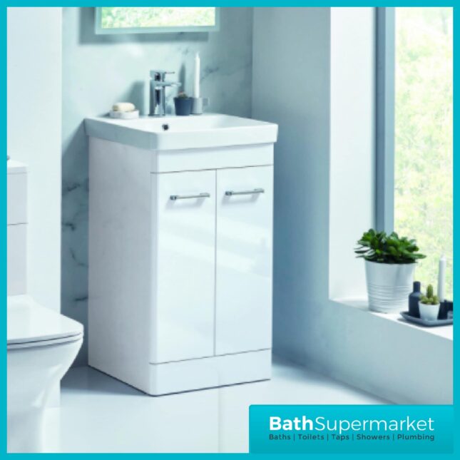 Mossini Floor Standing Bathroom Vanity Unit 600mm Gloss White