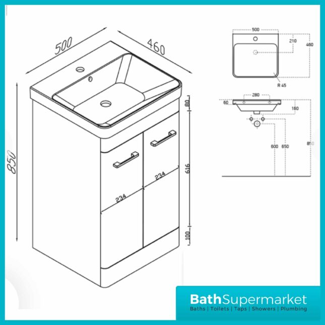 Mossini Floor Standing Combination Bathroom Furniture Pack Gloss White