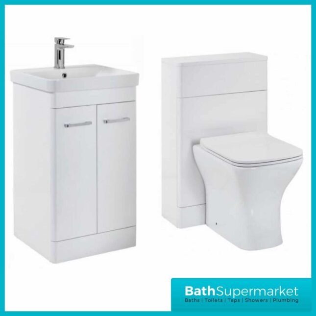 Mossini Floor Standing Combination Bathroom Furniture Pack Gloss White