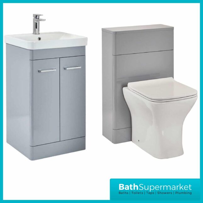 Mossini Floor Standing Combination Bathroom Furniture Pack-Pebble Grey